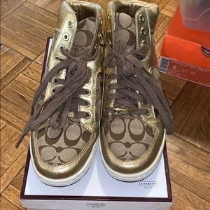 Coach all gold sneakers